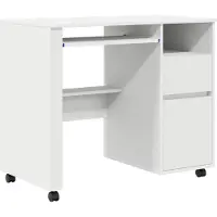 vidaXL Tisch mit Rädern Weiß Holzwerkstoff 91 x 50 x 77 cm