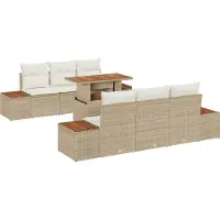 vidaXL Garten-Sofa-Set 7 stk. Beige Poly Rattan