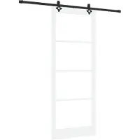 vidaXL Schiebetür Weiß 93 x 232 cm Massivholz Kiefer und Glas
