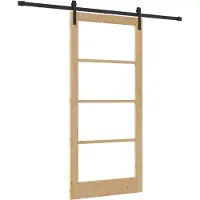 vidaXL Schiebetür ORKDAL Natur 93 x 202 cm Massivholz Kiefer und Glas