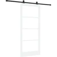 vidaXL Schiebetür ORKDAL Weiß 93 x 211 cm Massivholz Kiefer und Glas