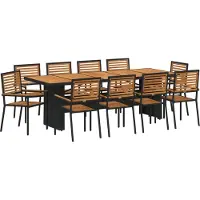 vidaXL Garten Essgruppe 11 Stk. Schwarz und Braun Poly-Rattan