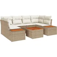 vidaXL Garten-Sofa-Set 7 stk. Beige Poly Rattan