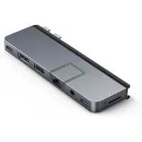 Targus DUO PRO 7-in-2 USB-C Hub, USB Typ-C, 3.5mm, HDMI, RJ-45, Thunderbolt 4, USB 2.0, USB Typ-C, MicroSD (TransFlash), 104 Mbit/s, 60 Hz, Grau