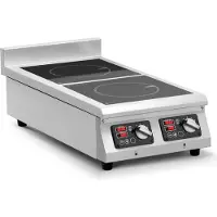 Royal Catering Doppelte Induktionsplatte 2 x 28 cm 10 Stufen 24-h-Timer Induktionskochfeld