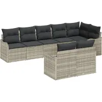 vidaXL Gartensofa-set 8 Stk. Hellgrau Poly-Rattan