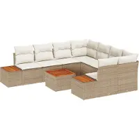 vidaXL Garten-Sofa-Set 9 stk. Beige Poly Rattan