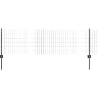 vidaXL Euro-Zaun mit Pfosten 25 x 0,6 m PVC-beschichteter Stahl Grau