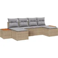 vidaXL Gartensofa-set 6 stk. Beige und Hellgrau Poly Rattan