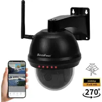 SecuFirst PTZ Überwachungskamera Aussen WLAN,Outdoor Kamera Überwachungs 1080P, Bewegungserkennungsalarm,Nachtsicht, 2-Wege-Audio, Schwarz.