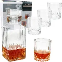 MamboCat 5tlg Set Whilly Whiskykaraffe 720ml + 4 Tumbler 300ml Dekanter Deckel Glasschliff