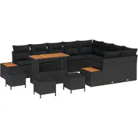 vidaXL Gartensofa-set 13 stk. 12-Sitzanzahl Schwarz Poly Rattan