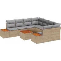 vidaXL Garten-Sofa-Set 9 stk. Beige Poly Rattan