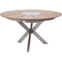 Diamond Garden Tisch LYON Ø 140 cm, Edelstahl / Teak
