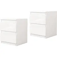 HTI Nachtschrank Kenji Hochglanz Weiss 2er-Set
