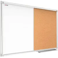 Allboards Kombitafel Whiteboard + Kork 90x60cm, Alurahmen