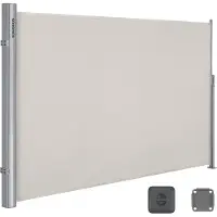 Songmics Alu Seitenmarkise 160 x 350 cm 280 g/m² ausziehbar Sichtschutz, Sonnenschutz für Balkon & Terrasse Beige GSA165E