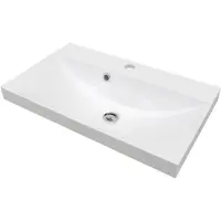 Fackelmann Gussmarmorbecken MALUA / Waschtisch aus Gussmarmor / Maße (B x H x T): ca. 60 x 14 x 35 cm / hochwertiges Waschbecken fürs Badezimmer und WC / Farbe: Weiß / Breite: 60 cm