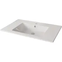 Fackelmann Waschbecken KERA 810 / Waschtisch aus Keramik / Maße (B x H x T): ca. 81 x 16,5 x 51 cm / Einbauwaschbecken / hochwertiges Becken fürs Badezimmer und WC / Farbe: Weiß / Breite: 81 cm
