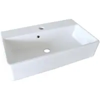 Fackelmann Keramik Waschbecken / rechteckiger Waschtisch aus Keramik / Maße (B x H x T): ca. 60 x 13 x 35 cm / kubische Form / hochwertiges Becken fürs Bad und WC / Farbe: Weiß / Breite: 60 cm
