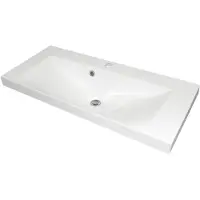 Fackelmann Gussmarmorbecken MALUA / Waschtisch aus Gussmarmor / Maße (B x H x T): ca. 80 x 14 x 35 cm / hochwertiges Waschbecken fürs Badezimmer und WC / Farbe: Weiß / Breite: 80 cm