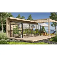 Vitavia Vitavia, Aktionsangebot (inkl. 100 Euro Zubehör): Anlehn-Gewächshaus "Athena 11900", schwarz, 11,9 m², 3 mm ESG, 10 mm HKP