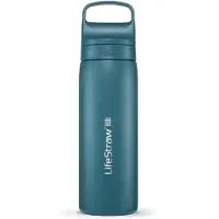 LifeStraw Go Laguna Teal GOST-530ML-TEAL Stainless Steel, Wasserflasche mit 2-Stage Filter, 530 ml