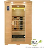 Artsauna Infrarotkabine Oslo - Infrarotsauna mit Triplex-Heizsystem & LED-Farblichttherapie für 2 Personen - Wärmekabine 120x100 cm aus Hemlockholz