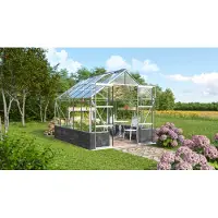 E.P.H. Schmidt Vitavia Gewächshaus "Cassandra 8300" aluminium eloxiert 8,3 m² mit Sockelmauer in basalt, 3 mm ESG