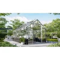 E.P.H. Schmidt Vitavia Gewächshaus "Cassandra 11500" aluminium eloxiert 11,5 m² mit Sockelmauer in basalt, 3 mm ESG