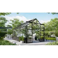E.P.H. Schmidt Vitavia Gewächshaus "Cassandra 11500" schwarz 11,5 m² mit Sockelmauer in basalt, 3 mm ESG