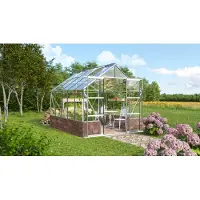 E.P.H. Schmidt Vitavia Gewächshaus "Cassandra 8300" aluminium eloxiert 8,3 m² mit Sockelmauer in herbstlaub, 3 mm ESG