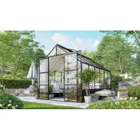 E.P.H. Schmidt Vitavia Gewächshaus "Cassandra 9900" schwarz 9,9 m² mit Sockelmauer in herbstlaub, 3 mm ESG