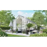 E.P.H. Schmidt Vitavia Gewächshaus "Cassandra 9900" aluminium eloxiert 9,9 m² mit Sockelmauer in basalt, 3 mm ESG