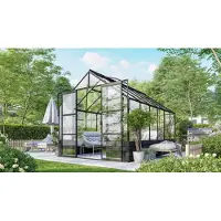 Vitavia Gewächshaus Cassandra 9900 Sicherheitsglas 3 mm Sockel Basalt 385,3 x 257 cm schwarz