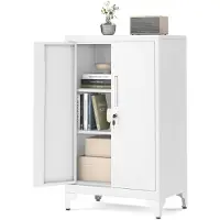 Songmics Aktenschrank abschließbar mit 2 Türen mattweiß OMC012W01