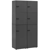 MÖBELPARTNER Schließfachschrank Locked, anthrazit, 6 Fächer, Holz, 90,8 x 185,2cm, mit Zahlenschloss