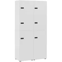 MÖBELPARTNER Schließfachschrank Locked, weiß, 6 Fächer, Holz, 90,8 x 185,2cm, mit Zahlenschloss