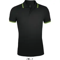 Sol SOLs 00577 | Herren Polo Shirt Pasadena - Farbe: Black/Lime - Größe: 3XL