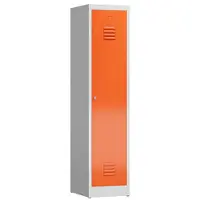 LÜLLMANN ClassiX Garderobenschrank, 1 Abteil mit S/W-Trennung, 1800 x 415 x 500 mm, lichtgrau/feuerrot