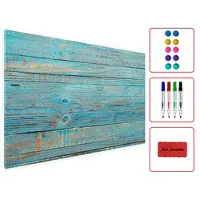 Allboards Metallische Magnettafel BLAUES BRETT 60x40cm Memoboard für jede Art von Magneten Magnetpinnwand + 4 Marker, 10 Magnete und Schwamm