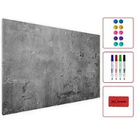 Allboards Metallische Magnettafel BETONMAUER ZEMENTMAUER 90x60cm Memoboard Magnetpinnwand + 4 Marker, 10 Magnete, Schwamm im Lieferumfang