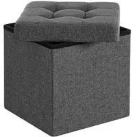 Songmics Wohnzimmer-Hocker mit Stauraum LSF27Z dunkelgrau grau