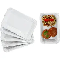 MamboCat 6x Pur Pappteller aus Porzellan 24,5x16cm weiß Servier-Teller Kuchen Burger