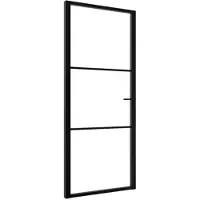 vidaXL Innentür ESG Glas und Aluminium 93x201,5 cm Schwarz