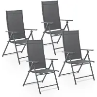 Juskys Gartenstuhl Calena 4er Set - 7-Fach verstellbare Rückenlehne - Anthrazit