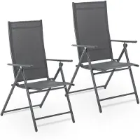 Juskys Gartenstuhl Calena 2er Set - 7-Fach verstellbare Rückenlehne - Anthrazit