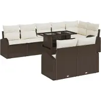 vidaXL Gartensofa-set 9 stk. Braun Poly Rattan