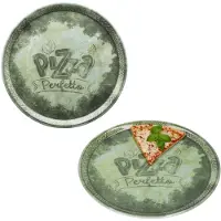 MamboCat 2x Perfetto Pizzateller Grün Ø 31,5 cm 2 Personen Porzellan Pizza Servier-Platte