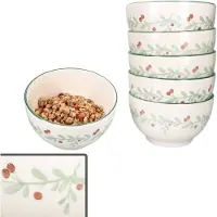 MamboCat 6x Holly Müsli-Schale Ø14,3cm 550ml Steingut 6 Personen Dessert-Bowl Weihnachten